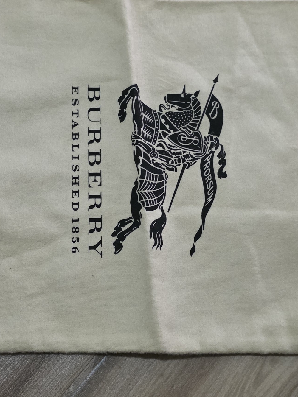 Burberry Cream Dust Bag with Black Equestrian Logo